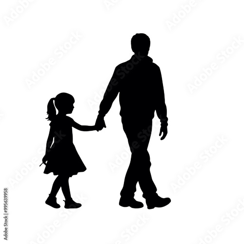 silhouette images of father and children - silhouette vector illustration transparent background
