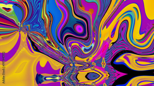 Colorful abstract psychedelic and fluid background for music