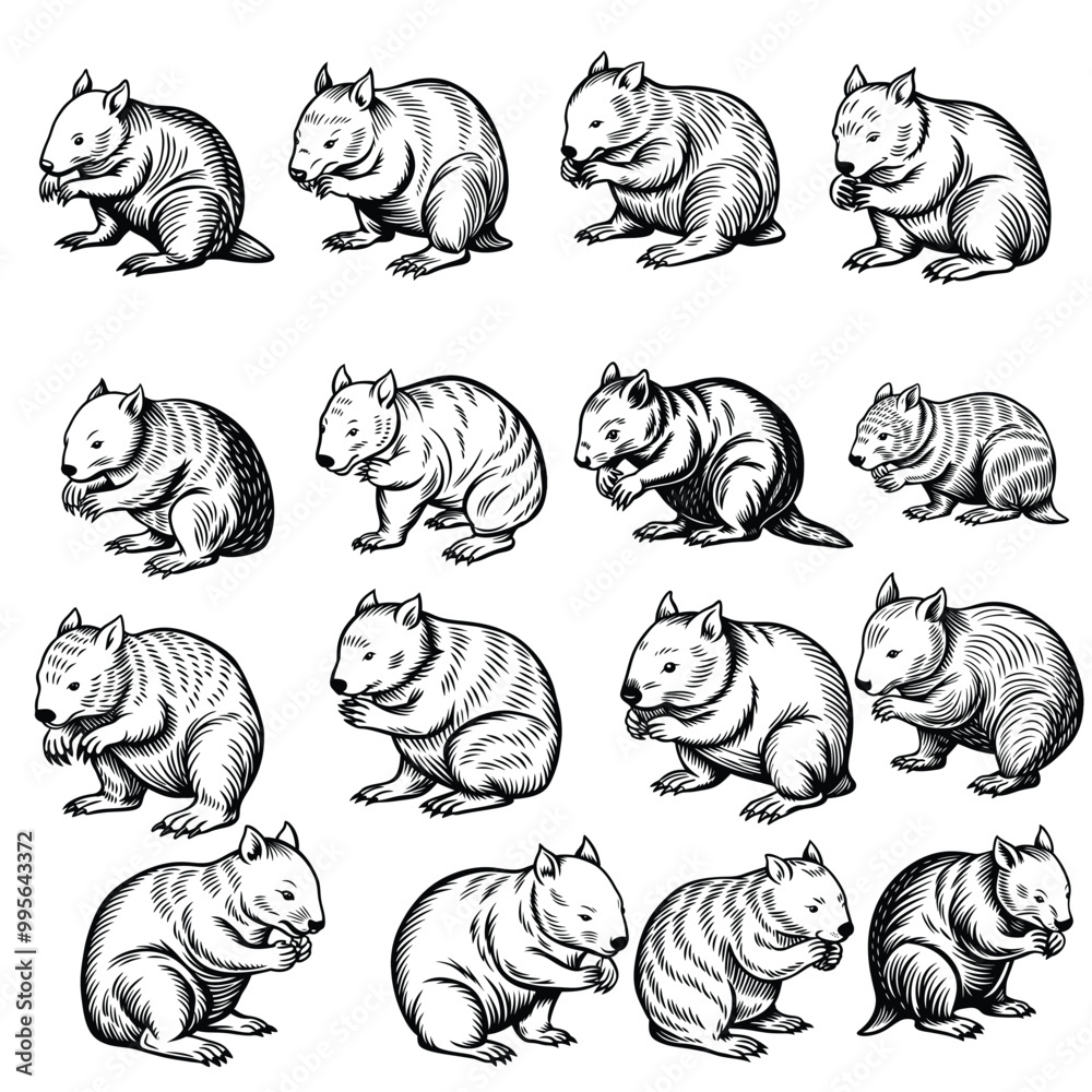 Obraz premium Wombat Running Line Art Vector 