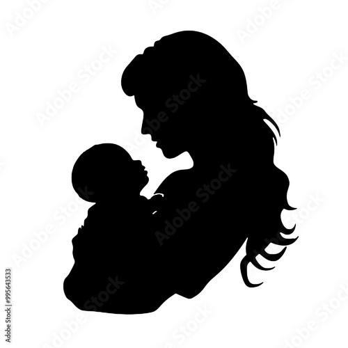 mother lifting and playing with newborn baby. Hand drawn style vector design illustrations.