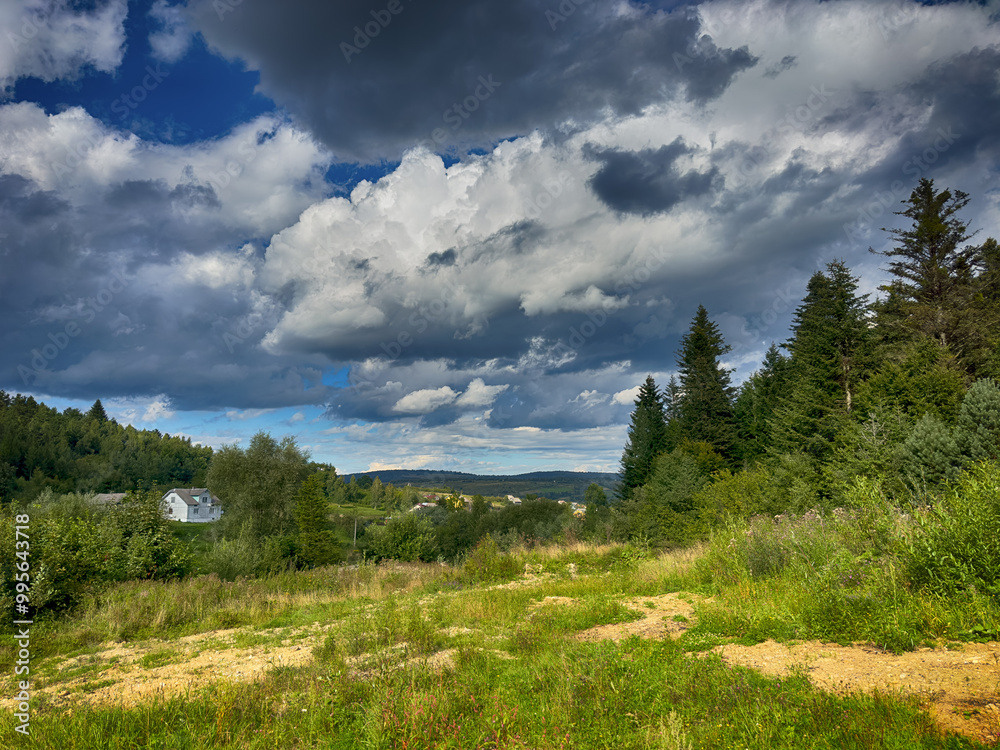 The landscape of Carpathian Mountains in the cloudy weather. Perfect weather condition in the summer season The landscape of Carpathian Mountains in the cloudy weather. Perfect weather condition in the summer season