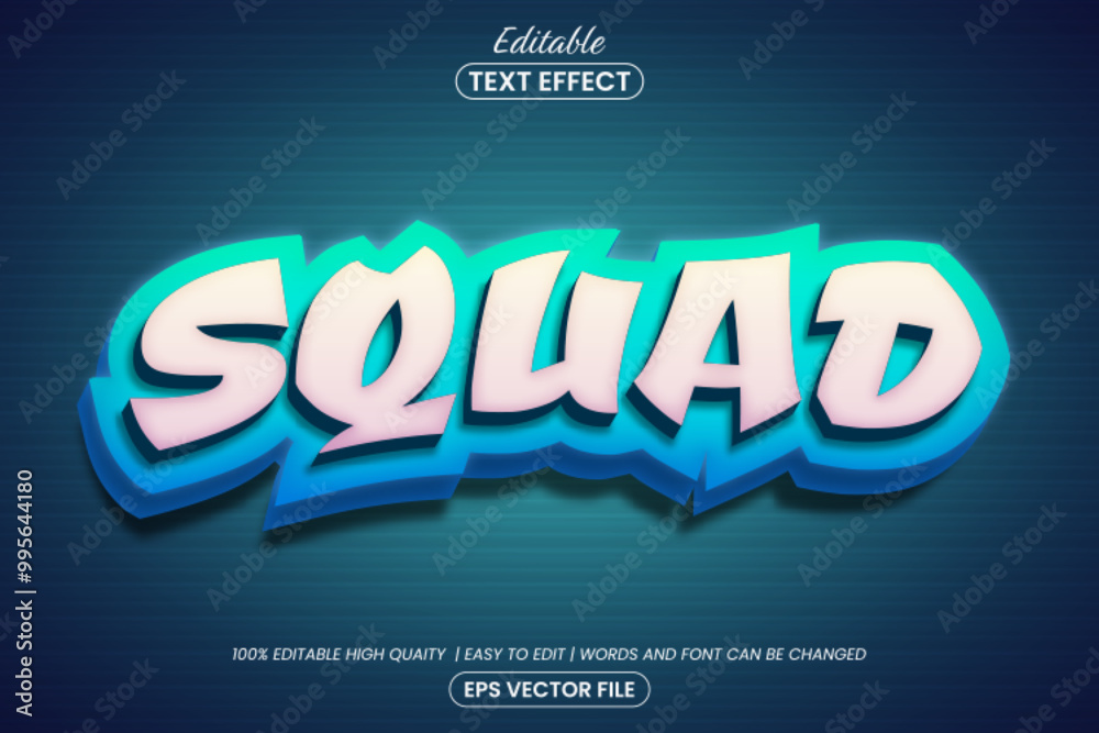 Obraz premium Squad light blue 3d text style, editable text effect