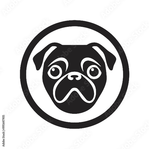 Cute character design of the pug -  silhouette vector illustration transparent background