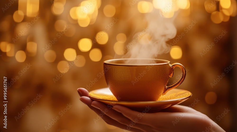 Fototapeta premium The Golden Coffee Cup