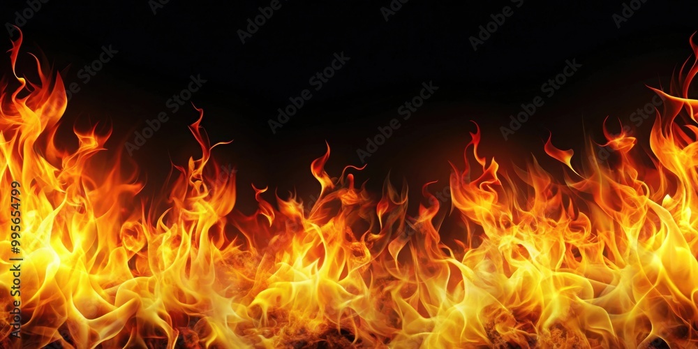 Fototapeta premium Fire abstract background with dynamic flames and empty space for text, fire, abstract, background, flames, copyspace, wildfire, hot
