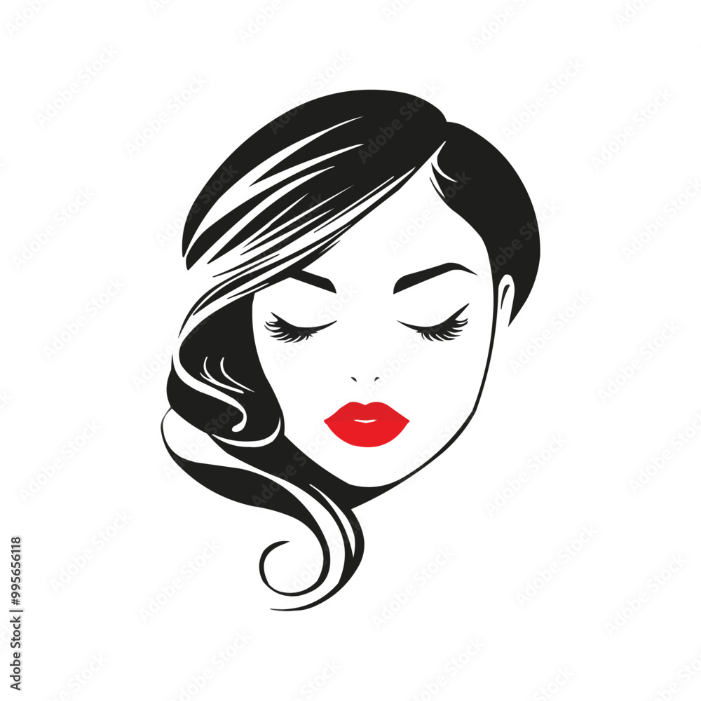 elegant style, with a beautiful woman's face, hair styled in retro waves, red lipstick elegant style, with a beautiful woman's face, hair styled in retro waves, red lipstick