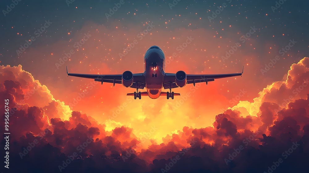 Obraz premium Iconic Plane Takeoff Symbolizing Travel and Tourism Experiences