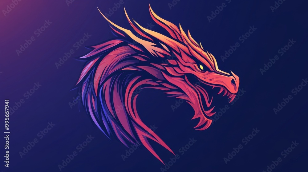 Fototapeta premium Dragon head logo vector, icon, illustration.