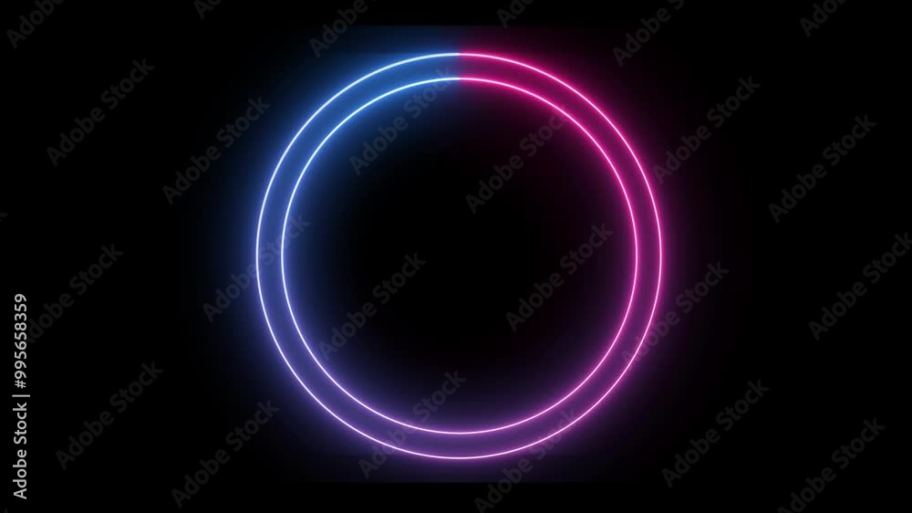 Futuristic neon-colored retro-style glowing circles motion graphic. loop animation video of neon glowing stylish circle shape bg. neon lights. circle lights illustration. Neon Lights. Illustration