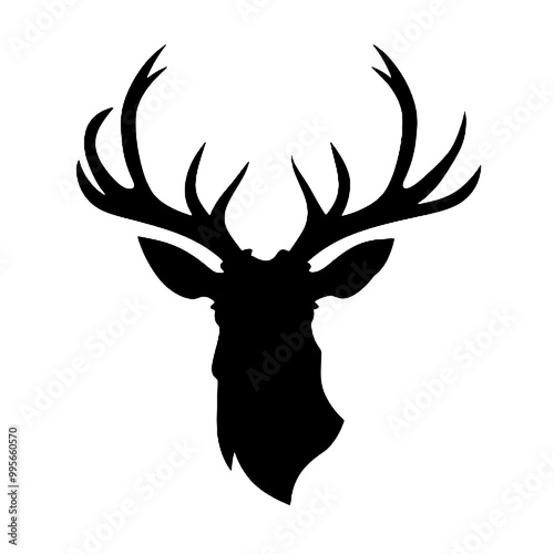 Buck Mule Deer - silhouette vector illustration transparent background