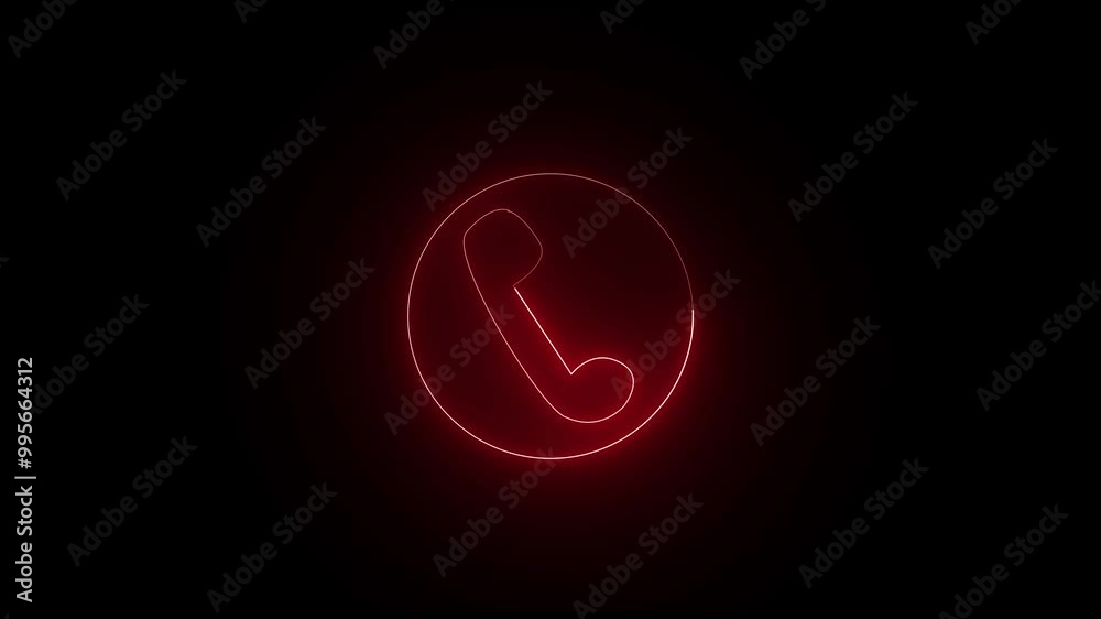 Telephone icon neon glowing red color animation. Phone call icon and handset icon. Outline neon ringing handset icon. Telephone icon neon glowing red color animation. Phone call icon and handset icon. Outline neon ringing handset icon.