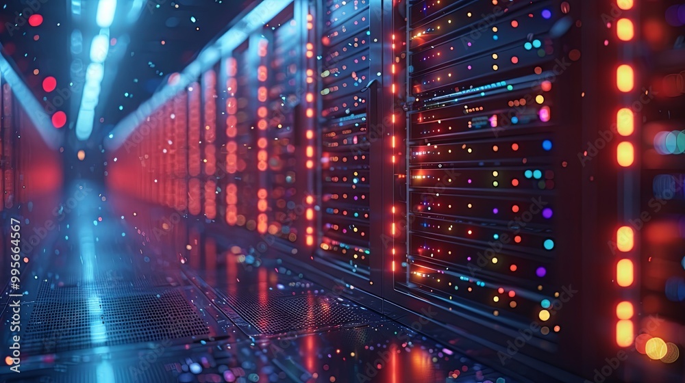 Working Data Center Full of Rack Servers and Supercomputers, Modern Telecommunications, Artificial Intelligence, Supercomputer Technology Concept.3d rendering,conceptual image Working Data Center Full of Rack Servers and Supercomputers, Modern Telecommunications, Artificial Intelligence, Supercomputer Technology Concept.3d rendering,conceptual image