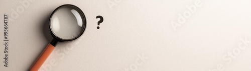 A digital search bar with a magnifying glass icon, surrounded by question marks, visualizing the online quest for information and answers