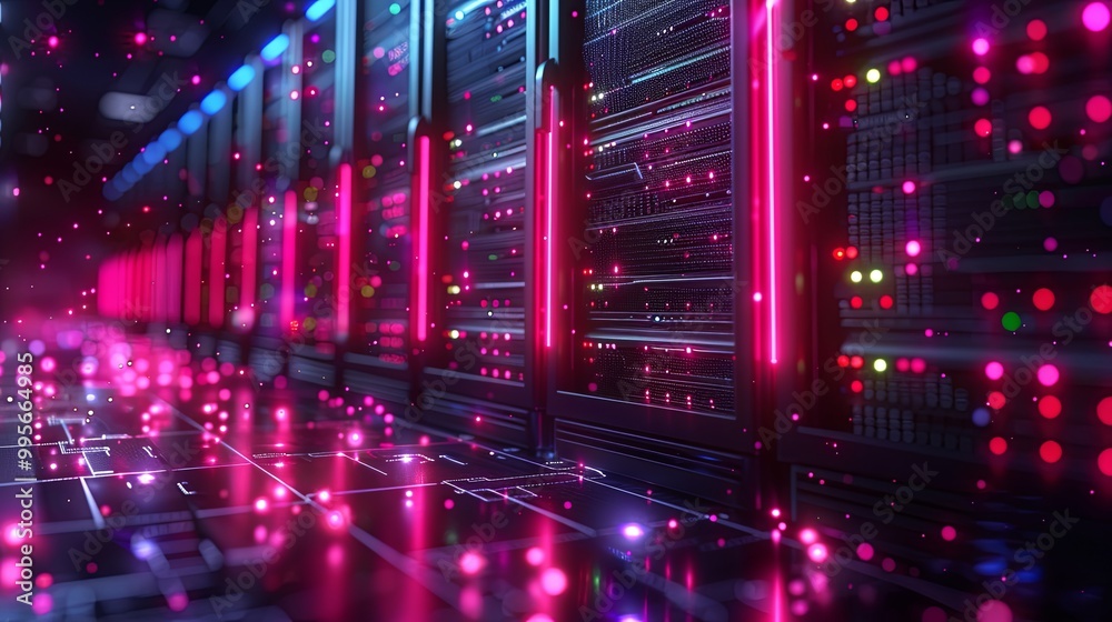 Working Data Center Full of Rack Servers and Supercomputers, Modern Telecommunications, Artificial Intelligence, Supercomputer Technology Concept.3d rendering,conceptual image Working Data Center Full of Rack Servers and Supercomputers, Modern Telecommunications, Artificial Intelligence, Supercomputer Technology Concept.3d rendering,conceptual image