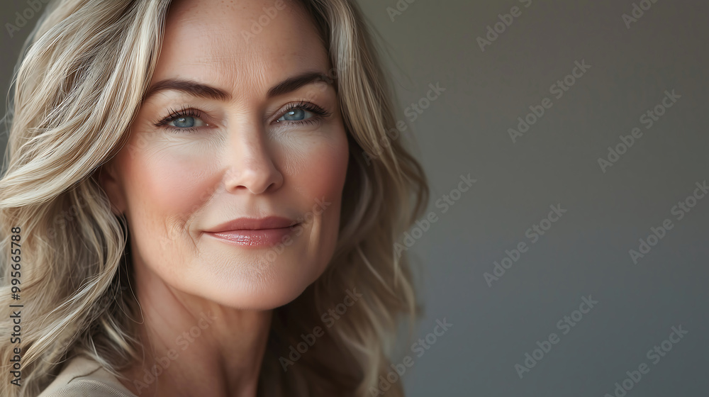 Portrait of a Mature Woman with a Soft Smile and Natural Light Portrait of a Mature Woman with a Soft Smile and Natural Light