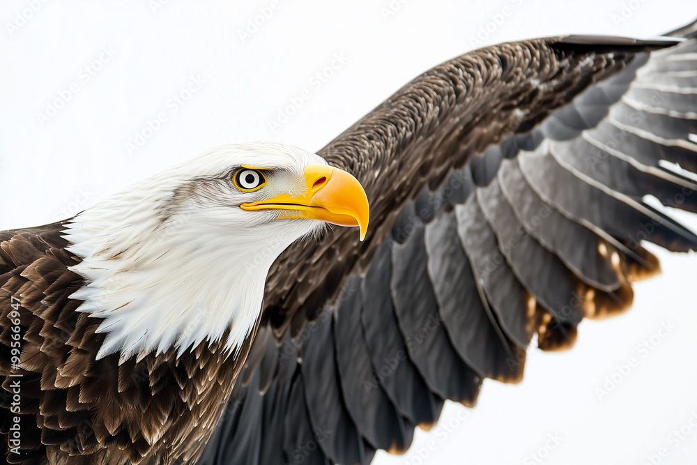 Bald Eagle in Flight
A majestic bald eagle soaring through the air with its wings fully extended. Bald Eagle in Flight
A majestic bald eagle soaring through the air with its wings fully extended.