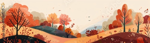 Cute fall colors, earthy hues and tones, flat design illustration
