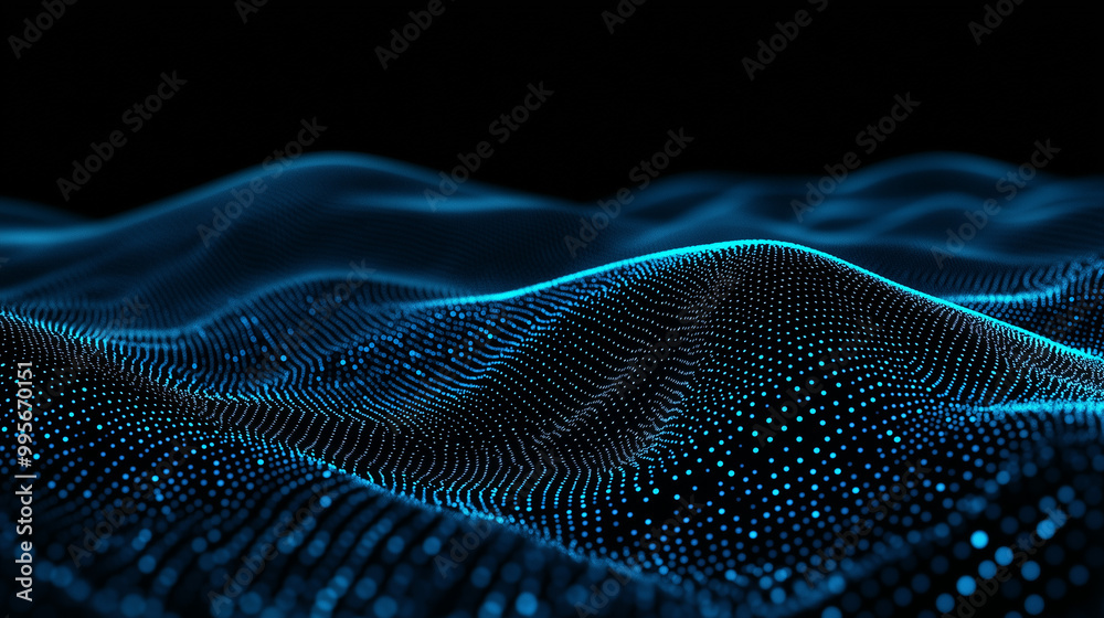 Abstract blue background with glowing particles and dots. Futuristic wallpaper for design. Big data concept. Abstract blue background with glowing particles and dots. Futuristic wallpaper for design. Big data concept.