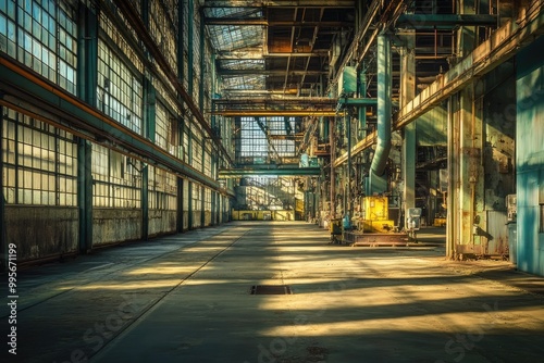 Panoramic Aerial View of an Industrial Complex with Factories, Warehouses, and Infrastructure 