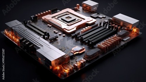 Close-up of a Modern Motherboard photo