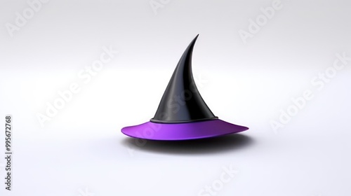 Purple and Black Witch Hat on a White Background