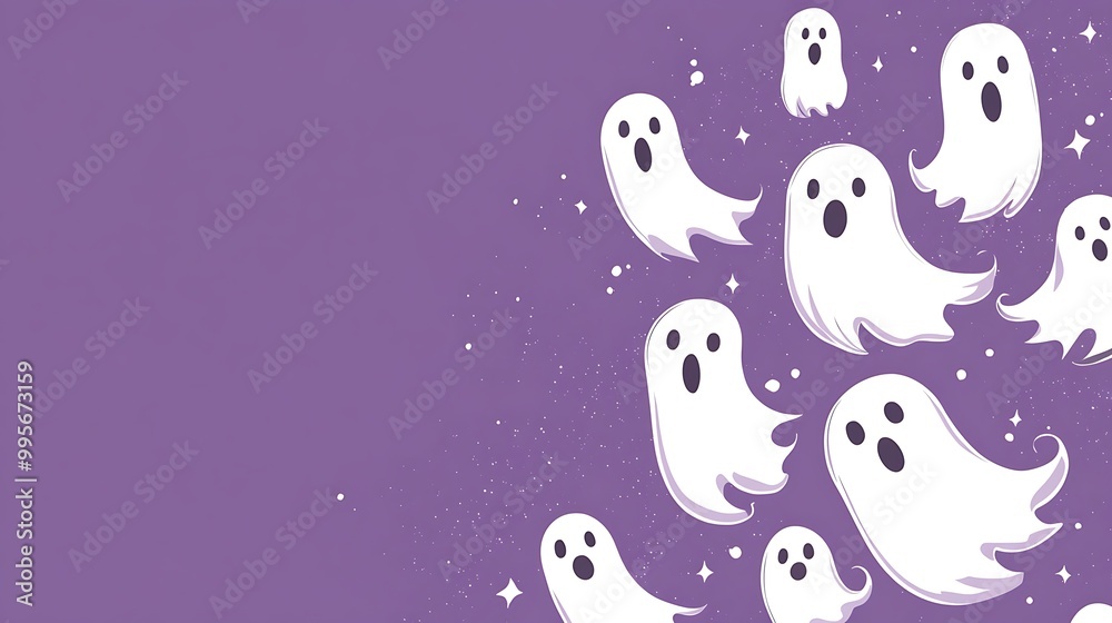 Purple Background with White Ghosts A bold purple backdrop adorned with playful white ghost illustrations Purple Background with White Ghosts A bold purple backdrop adorned with playful white ghost illustrations