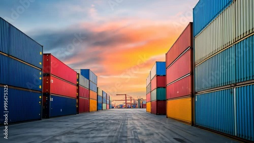 Wallpaper Mural Shipping Containers at Sunset Torontodigital.ca