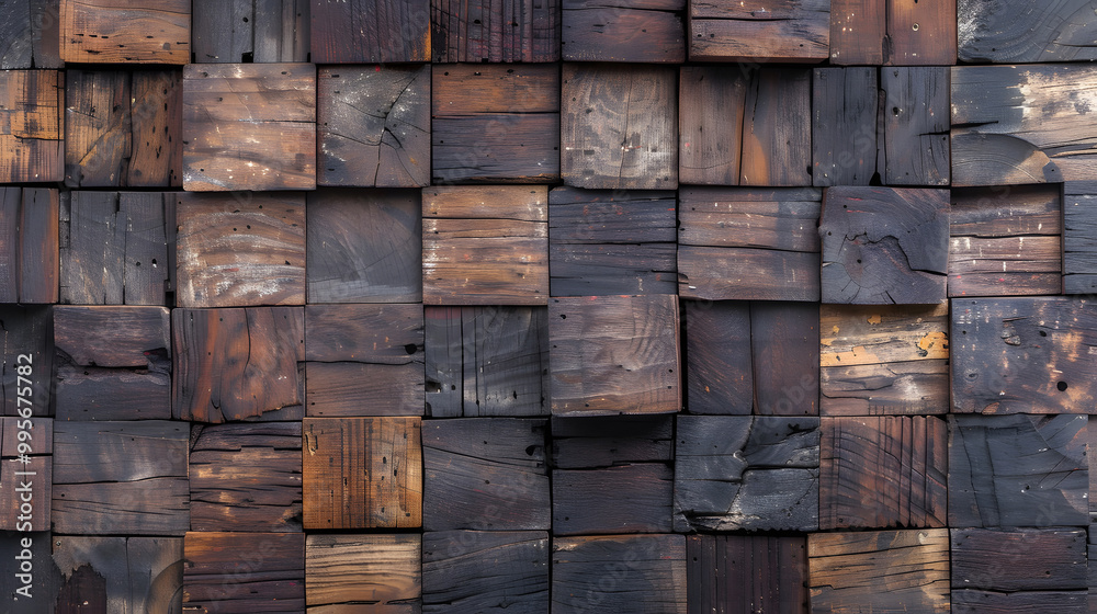 wooden Old, Wood Block Wall wooden background. Generative AI. wooden Old, Wood Block Wall wooden background. Generative AI.