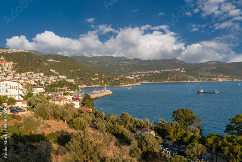 View of Kas harbor from the ancient city of Antiphellos, Kas, Antalya, Turkey photo