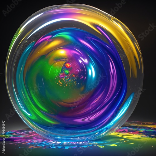 iridescent liquid loaded on abstract background, 3d visualization