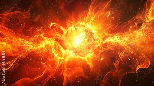 Fiery Nebula A Digital Art Composition of a Burning Star, Abstract , Art , Space