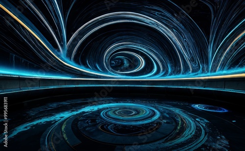 Iridescent Liquid with Undulations and Swirls. Dark Smooth Wallpaper.