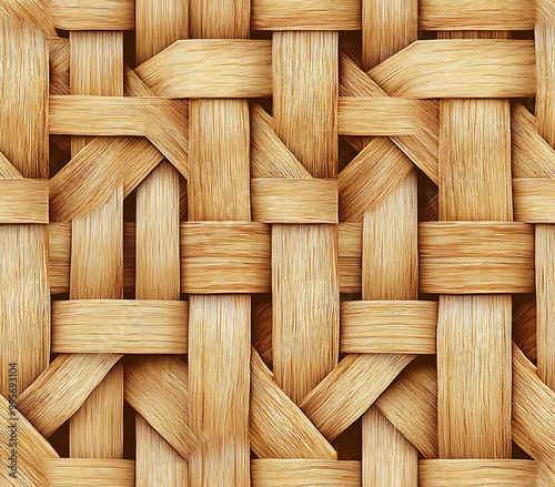 Woven basket texture pattern with intricate crisscrossing strips in natural wood tones 
