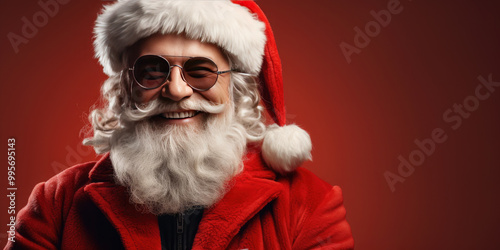 Santa Claus smiles in a festive red suit, radiating joy and warmth for christmas.