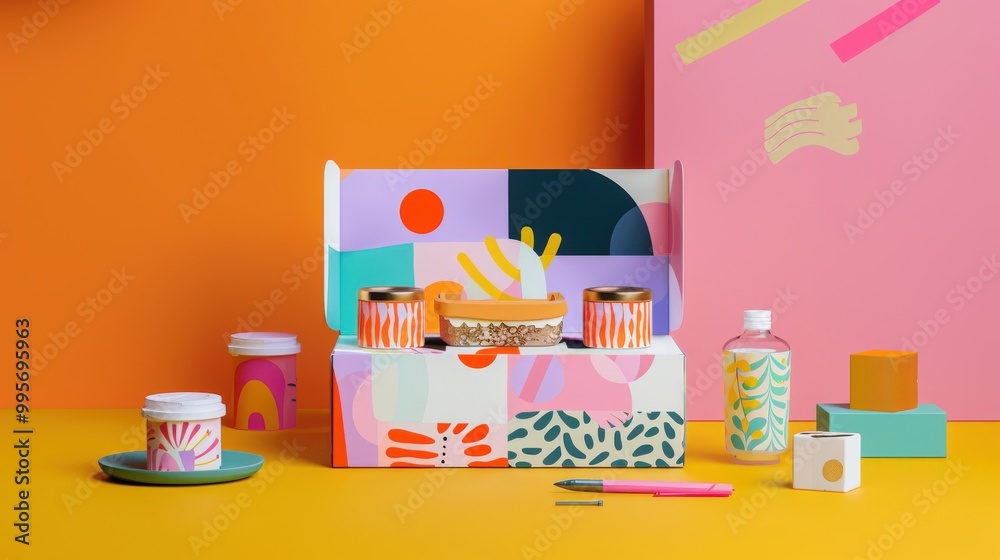Colorful Gift Box with Geometric Patterns Colorful Gift Box with Geometric Patterns