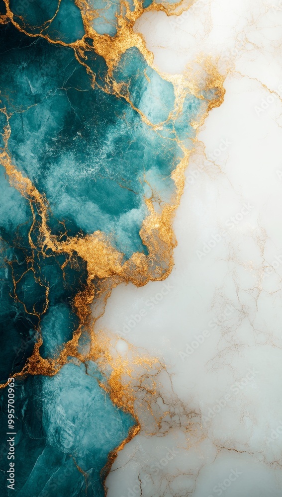 Stunning Abstract Art Featuring Turquoise and Gold Hues With a Textured Marble Effect Stunning Abstract Art Featuring Turquoise and Gold Hues With a Textured Marble Effect