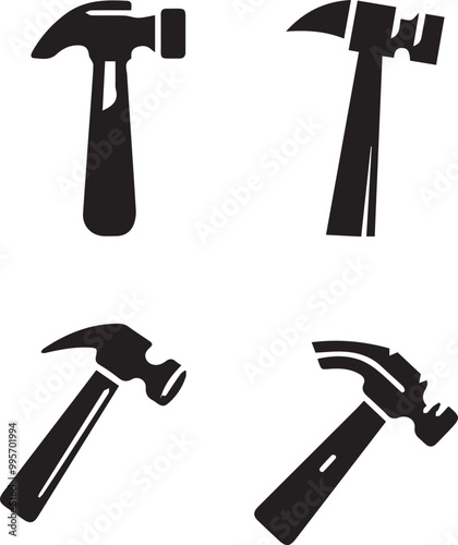 silhouette of clean vector hammer isolated on white background	