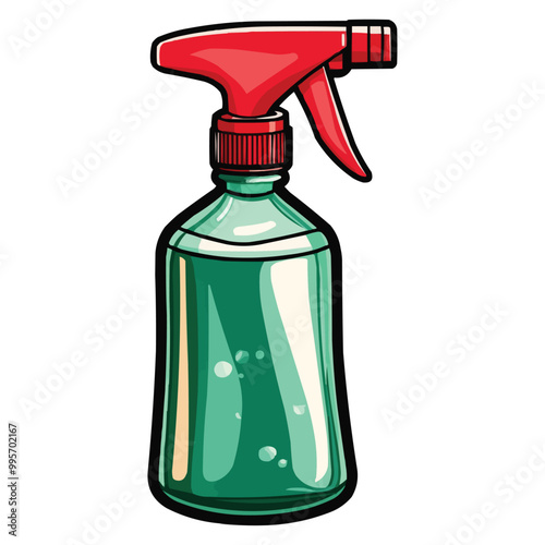 vector design of a spray bottle with green liquid inside