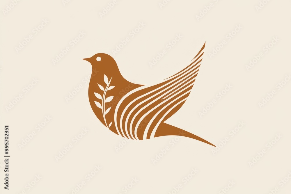 Vector logo of a graceful bird integrated with coffee flower, Chinese aesthetics with modern minimalist design. Clean lines, simple and memorable, clear background, centered composition Vector logo of a graceful bird integrated with coffee flower, Chinese aesthetics with modern minimalist design. Clean lines, simple and memorable, clear background, centered composition