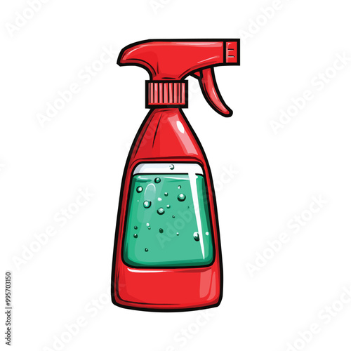 vector design of a spray bottle with green liquid inside