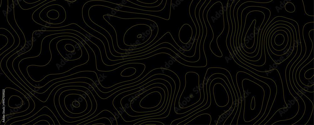 Abstract Black Topographic Map Design Featuring Wavy Contours and Geometric Terrain Patterns on a Dark Background
