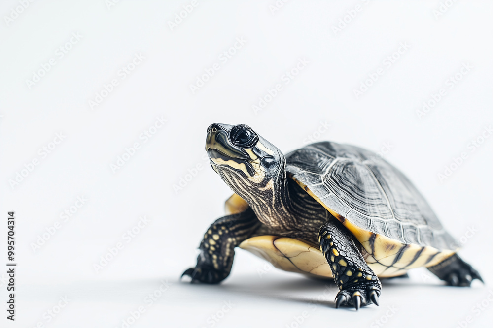 Obraz premium Tortoise Walking Forward A tortoise moving forward slowly, its shell appearing large and protective, showcasing its slow and steady pace.
