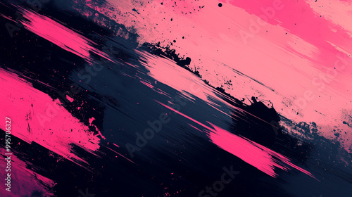 Abstract background. Pink and black strokes. 