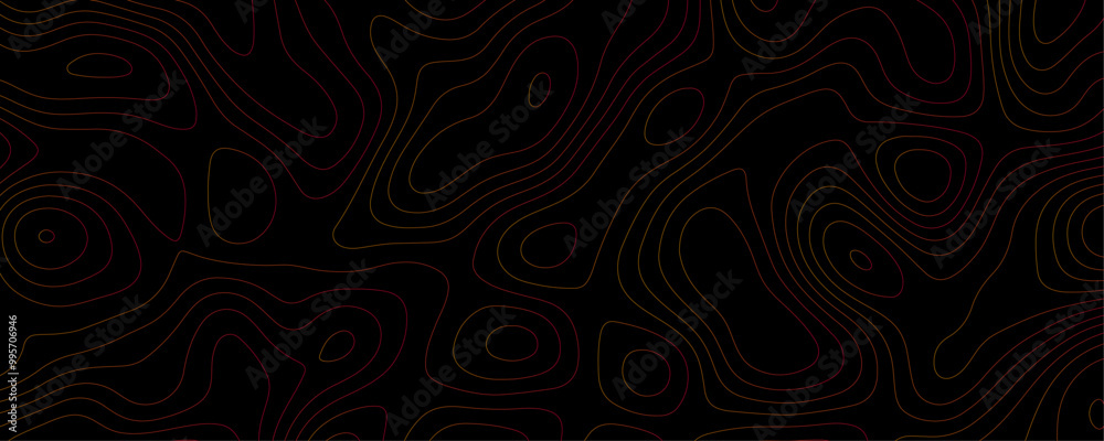 Geometric Topographic Map Illustration Featuring Wavy Contours and Dark Relief Patterns for a Modern Hiking Banner
