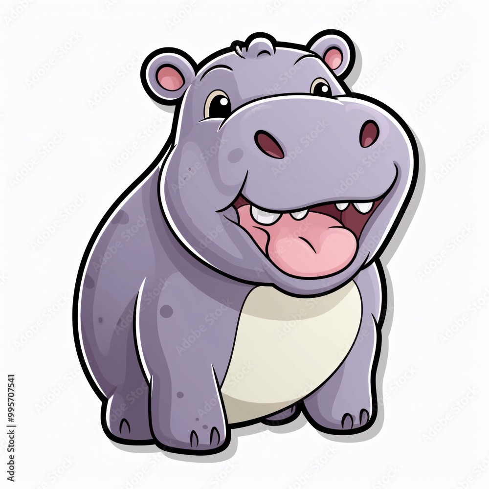 Obraz premium Cute Cartoon Hippopotamus Illustration