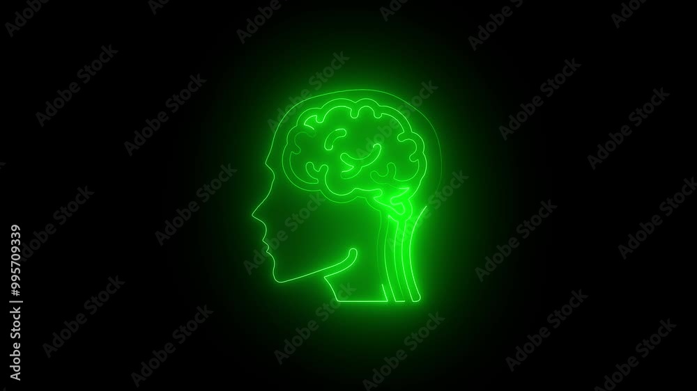 brain concept neon line .Neon brain icon animation. Futuristic glowing polygonal diagram of the human brain in the form of connected lines. Abstract circuit brain animation brain concept neon line .Neon brain icon animation. Futuristic glowing polygonal diagram of the human brain in the form of connected lines. Abstract circuit brain animation