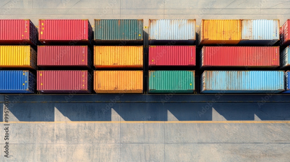 Obraz premium Aerial View of Colorful Shipping Containers