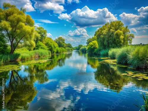 In the picturesque Danube Delta, lush greenery meets calm waterways, creating a serene and captivating landscape that