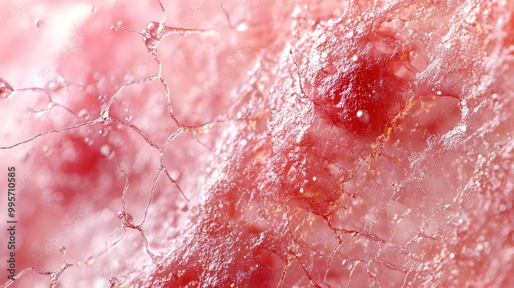 Fototapeta premium Detailed Close Up of Red Itchy Rash on Skin Caused by Allergic Reaction