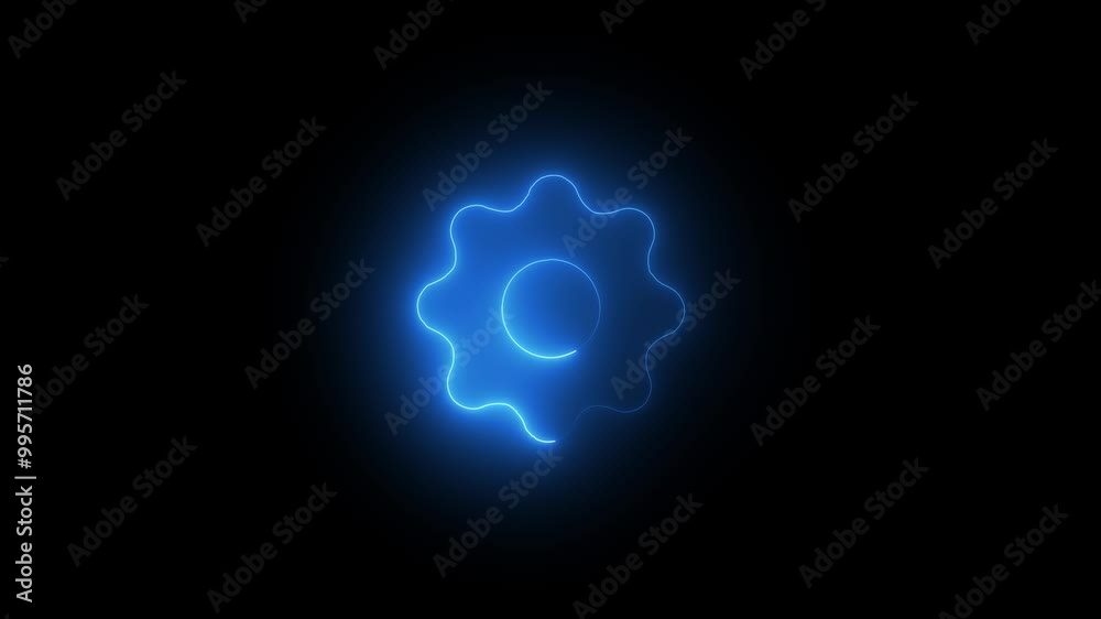 Glowing neon line setting icon with spinning gears icon animated. Settings icon animation isolated on black background. Technology setting icon .. Glowing neon line setting icon with spinning gears icon animated. Settings icon animation isolated on black background. Technology setting icon ..